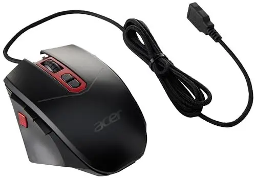 Produktbild: Acer Nitro Gaming Maus (4.200 DPI, anpassbar mit Vier Stufen und acht Tasten inkl. Burst Fire, LED Beleuchtung, optionale Gewichte (4x5g)) rot/schwarz