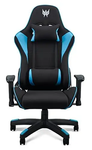 Produktbild: Acer Predator Rift lite Gaming Stuhl (Abnehmbare Lenden- und Kopfstütze, verstellbare 2D-Armlehnen, Zwei-Polster-Kissen, 155° neigbare Rückenlehne, für Nutzer bis zu 120 kg) schwarz/blau