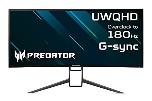 Produktbild: Acer Predator X34S Gaming Monitor 34 Zoll (86 cm Bildschirm) QHD, 180Hz OC DP, 144Hz DP, 100Hz HDMI, 1ms (G2G), 3xHDMI 2.0, DP 1.4, höhenverstellbar, GSync, HDMI VRR, NVIDIA Reflex, ULMB, Schwarz