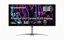 Produktbild: Acer Predator X45 Gaming Monitor 44,5 Zoll (113 cm Bildschirm) QHD, 240Hz DP/Type-C, 100Hz HDMI, 0.03ms (GTG), 2xHDMI 2.0, DP 1.4, Curved, höhenverstellbar, FreeSync Premium