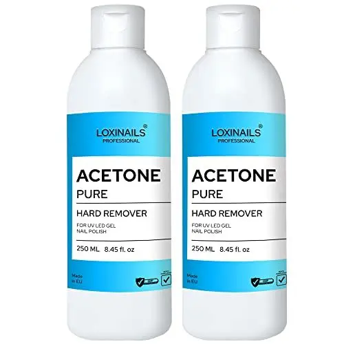 Produktbild: Aceton UV Nagellack Entferner 2x250ml – 100% Acetone – Gel Nagellack Entfrernung - Nagellackentfernerm mit Aceton Pur - Shellac Remover – Reines aceton UV Lack Entferner – Nail Polish Remover