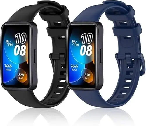 Produktbild: aceyoon 2 Stück Silikon Armband Kompatibel mit Huawei Band 8 9 Armband für Damen Herren, Verstellbares Sport Uhrenarmband für Huawei Band 8 9 Ersatzarmband (Schwarz und Blau)