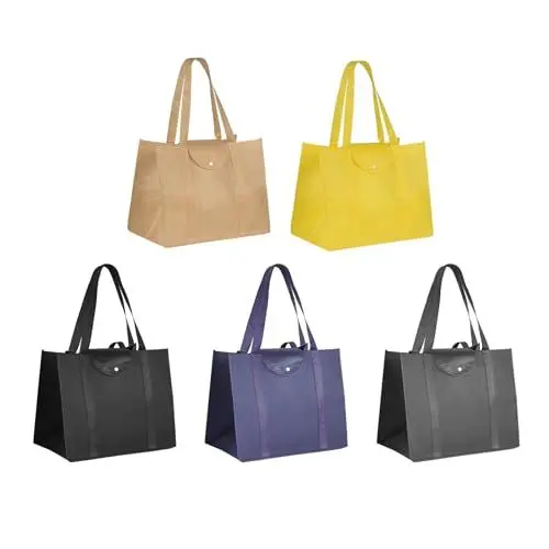 Produktbild: aceyoon 5 Stück Faltbar Einkaufstasche Groß, 41x26x33cm Einkaufsbeutel mit Breitem Boden Wiederverwendbar und Wasserdicht Einkaufstüten Waschbar Shopping Bags für Einkauf/Urlaub/Picknick