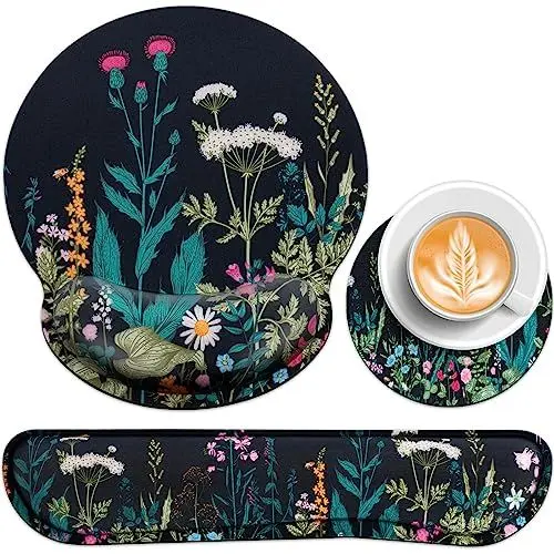 Produktbild: Acezeek 3-in-1 Mousepad Set,Mauspad mit Gelkissen+Handballenauflage Tastatur+Untersetzer,Mauspad XXL mit Rutschfester,Ergonomisches Mauspad,Schmerzlinderung Maus Pad für Spiele,Zuhause,Büro