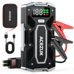 Produktbild: ACEZUK Starthilfe Powerbank 5000A 12V (bis zu 8.0L Benzin und6.5L Diesel) Auto Starthilfe mit LED-Taschenlampe, großen Bildschirm, Jumper Bildschirm, Autobatterie Booster für SUV Motorrad Rasenmäher