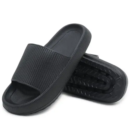 Produktbild: Acfoda Cozislides Original Slippers Damen EVA Hausschuhe Badeschuhe Herren Cloudyzz Schlappen Weiche Wolken Schuhe Rutschfest Badelatschen Dicke Sohle Badeschlappen Strand Pantoletten Schwarz 44/45