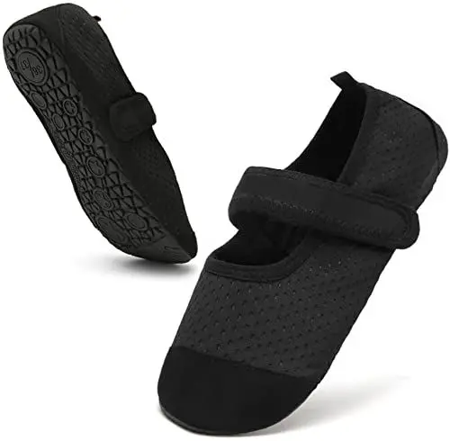 Produktbild: Acfoda Hausschuhe Damen Pantoffeln Sommer Leichte Rutschfest Hüttenschuhe Frauen Flache Bequeme Freizeit Barfußschuhe Schwarz 42.5/43 EU = Herstellergröße 44/45
