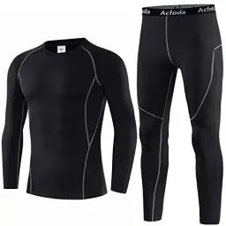 Produktbild: Acfoda Skiunterwäsche Herren Set Thermo Unterwäsche Männer Winter Motorrad Funktionsunterwäsche Warm Funktionswäsche Ski Thermowäsche Atmungsaktiv Lange Thermounterhemd Thermounterhose Schwarz XL