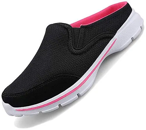 Produktbild: Acfoda Slip On Hausschuhe Damen Geschlossen Sandalen Slipper Leicht Pantoletten Pantoffeln Breathable Mesh Clogs Mules, 37 EU, Schwarz