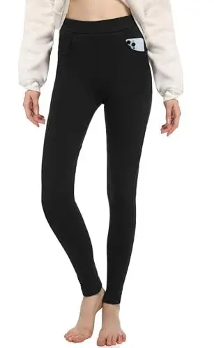 Produktbild: ACHTELEPHS Baumwoll Leggings Damen Baumwolle Blickdichte Leggins Hose Schwarz M-L