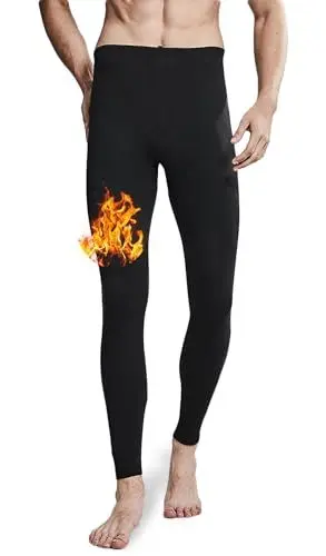 Produktbild: ACHTELEPHS Herren Thermounterhose aus Baumwolle Thermo Unterhosen Warme Unterwäsche Männer Thermounterwäsche Lang Skiunterwäsche Schwarz 3XL