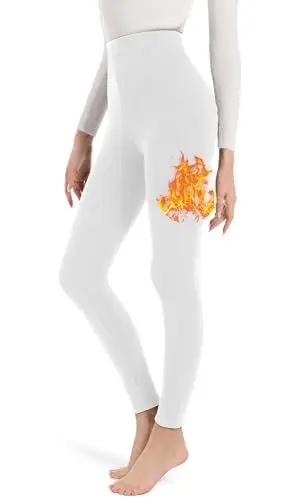 Produktbild: ACHTELEPHS Thermo Leggings Damen Gefüttert Winter, Thermoleggings Lang Warme Gefütterte Leggings Weiß XS-XL