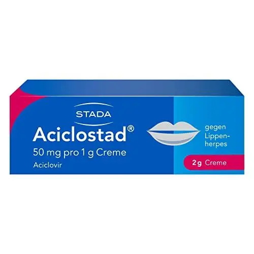 Produktbild: Aciclostad Creme gegen Lippenherpes – Lippencreme zur lindernden Behandlung bei wiederkehrenden Herpesinfektionen mit Bläschenbildung – ab den ersten Symptomen – 1 x 2 g