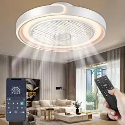 Produktbild: ACJK Deckenventilator mit Beleuchtung und Fernbedienung – 70W/7000lm dimmbare LED, 6 Geschwindigkeitsstufen + Timer, App-Steuerung, 35dB leise für Wohnzimmer/Schlafzimmer/Esszimmer
