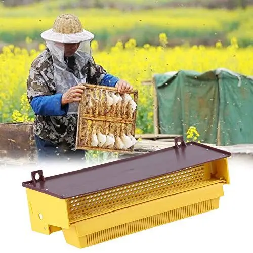 Produktbild: ACOGEDO Robuste Imkerei-Pollenfalle mit Abnehmbarer, Belüfteter Pollenschale Zur Saubereren Sammlung, Kunststoff-Bienenstock-Eingangszubehör, Gelb