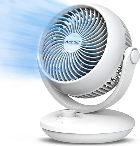 Produktbild: Acoolir Ventilator Leise 24dB Ultra-Leise, Tischventilator mit Dualer Oszillation 70° Horizontal + 100° Vertikal, 3 Geschwindigkeitsstufen, Ventilator Klein für Schlafzimmer, Homeoffice, Wohnzimmer