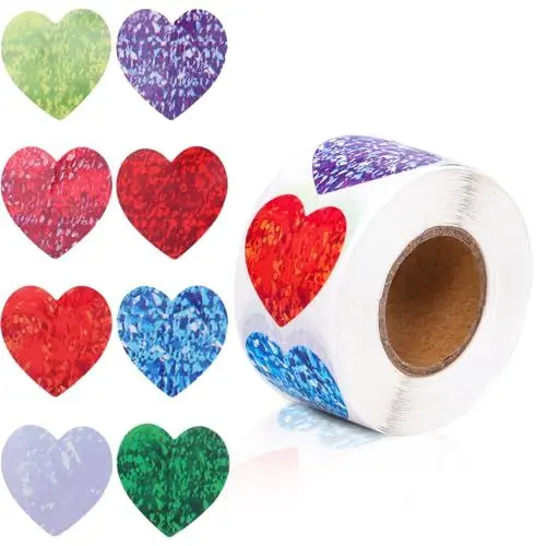 Produktbild: Acooruiteng 500 Stück Herz Sticker 25mm Aufkleber Herz Selbstklebend Sticker Herzen Flash Herz Aufkleber Aufkleber Herzen Heart Stickers für Siegel Basteln und Scrapbooking Geschenkverpackungen