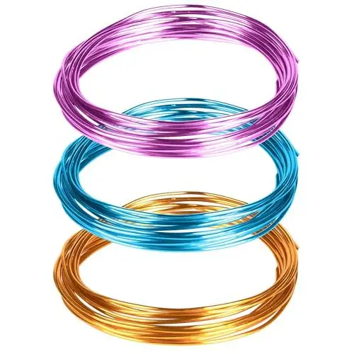 Produktbild: Acooruiteng Basteldraht 1mm x 5m Aluminiumdraht Bindedraht Modellierdraht Draht Rostfrei Draht zum Basteln Schmuckdraht Craft Wire für Schmuck DIY-Skulpturen Kranzherstellung and Bonsai-Bäume 3 Stück