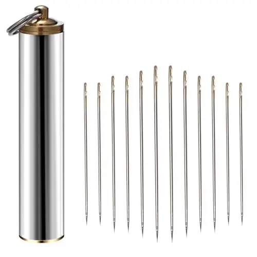 Produktbild: Acooruiteng Nähnadeln mit Großem Öhr 12 Stück Sticknadeln Tragbar Nadeln Stopfnadel mit Nadeln Box Nadel Sticknadel Nähnadeln Set Nähnadel Stopfnadeln Sewing Needles für DIY Stickerei Nähen