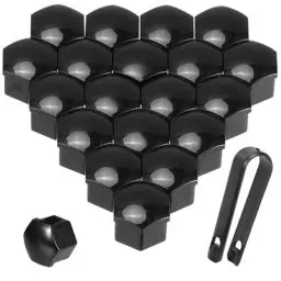 Produktbild: Acooruiteng Radschraubenkappen 17mm Radmutterkappen 17mm Universal Radbolzen Kappen für Radschrauben Wheel Nut Covers Radmutternkappen 17 mm mit Entfernung Werkzeug für Meisten Auto Schwarz 20 Stück