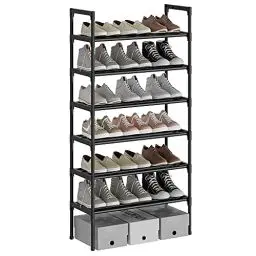 Produktbild: AcornFort® S-534 6 Ebenen Stöckiges Schwarz Verstellbare Schuhablagen Schuhaufbewahrung Hohes Schuhregal Organizer Regal Halteständer für 18 Paar Schuhe, 56 x 30 x 110 cm,Extra Robuste Bauweise