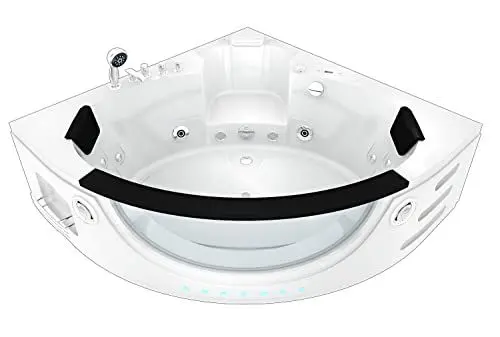 Produktbild: AcquaVapore Whirlpool Pool Badewanne Eckwanne Wanne W06H 152x152cm Passive Schlauch-Reinigung
