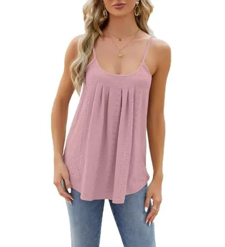 Produktbild: Acramy Damen Cami Top Sommer Ärmellose Oberteile Spaghetti Tank Top (S, Rosa)