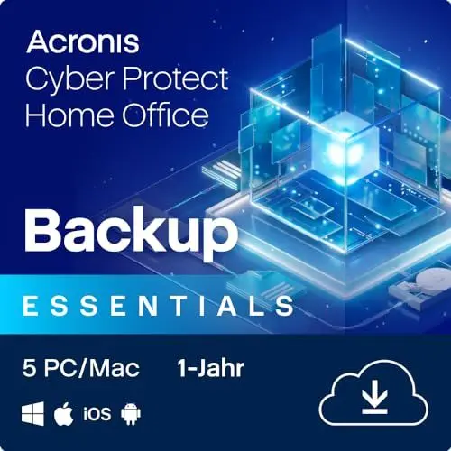 Produktbild: Acronis Cyber Protect Home Office 2023 | Essentials | 5 PC/Mac | 1 Jahr | Windows/Mac/Android/iOS | nur Backup | Aktivierungscode per Email