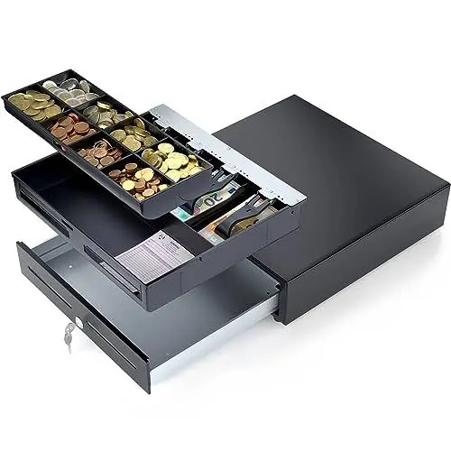 Produktbild: ACROPAQ Kassenschublade - Manuell Push Öffnung, Kassenlade 41 x 41 cm, Unterbau geeignet - Kasse, Cash Register, Bargeldkasse - Schwarz