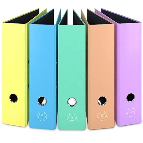 Produktbild: ACROPAQ - 5 x Ordner A4 - Pastell, Mit 2 Ringen, Bunt, 8 cm Rückenbreite, Made in Germany - Aktenordner, Ringbuch, Ringordner - B42049