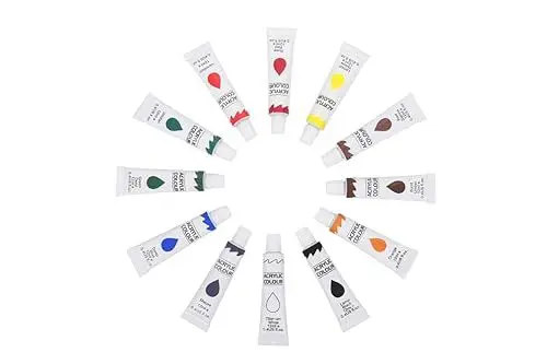 Produktbild: Acrylfarben Set 12 Farben x12ml, Acrylic Paint Set Malfaren für Leinwand Holz Papier Keramik Stein DIY Malen Soft Bunt und Schnell Trocknend (12 x 12ML)