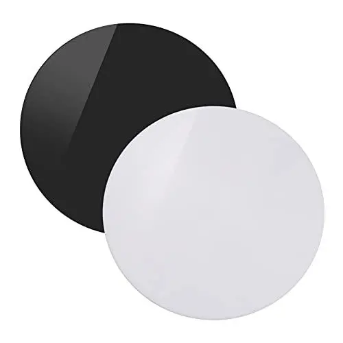 Produktbild: Acrylplatte, Hochreflektierend, Breite Anwendung, Hochwertiges Acrylmaterial, 30 X 30 Cm Große Runde Reflektierende Platte in Schwarz, Weiß, Schwarzweiß für Stillleben und