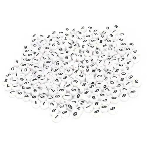 Produktbild: Acryl-Zahlen-Kandi-Perlen, 15 X 10 X 3, 500 Stück, Acryl-Perlen, Perlen-Schmuckzubehör, Nummer 0–9 Bastelsammlung, Perlen, Zahlen, Zahlen, Kandi-Perlen