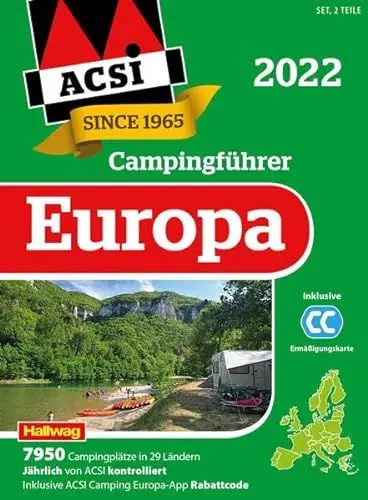 Produktbild: ACSI Campingführer Europa 2022: in 2 Bänden inkl. ACSI CampingCard Ermässigungskarte und ACSI Camping Europa-App Rabattcode (Coverdesign variiert) (Hallwag ACSI Campingführer)