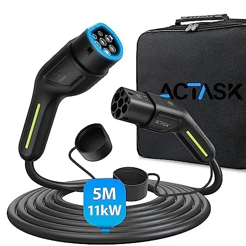 Produktbild: Actask Typ 2 Ladekabel für Elektroautos - 3 Phasen Ladekabel mit 16A, 5M, 11KW, IP54, Kompatibel mit Allen EC-62196-2 EV/PHEV