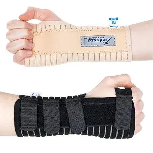 Produktbild: Actesso Atmungsaktive Handgelenkschiene Handgelenkstütze - Entlastung für Karpaltunnelsyndrom, Verstauchungen, RSI und Sehnenscheidenentzündung (Schwarz, M, Rechts)