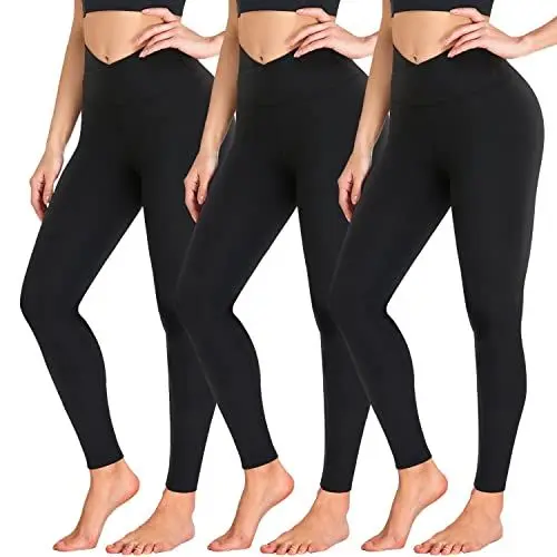 Produktbild: ACTINPUT Leggings Damen High Waist Leggins Blickdicht Schwarze Sportleggings Lang Elastische Yogahose Laufhose Für Sport Gym Yoga(3er Pack - Schwarz,S-M)
