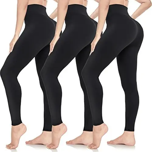 Produktbild: ACTINPUT Leggings Damen High Waist Leggins Blickdicht Schwarze Sportleggings Lang Elastische Yogahose Laufhose Für Sport Gym Yoga (3er Pack - Schwarz, XXL)