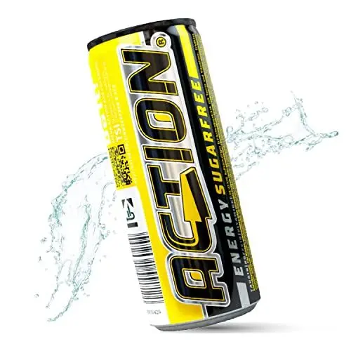 Produktbild: ACTION Energy Drink Sugarfree 24 Dosen x 250ml EINWEG - zuckerfrei - 31,5mg /100ml Koffein - Energiekick mit erhöhtem Koffeingehalt inkl. Pfand