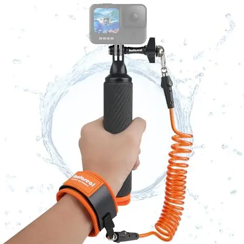 Produktbild: Action Cam Rutschfester Schwimmender Handgriff Floating Hand Grip Handler Selfie Stick mit Stahlkern Sicherheitsband für GoPro Insta360 Akaso Unterwasserkamera Tauchen Schnorcheln Surfen Kajakfahren
