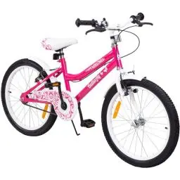 Produktbild: Actionbikes Kinderfahrrad Butterfly 20 Zoll | Kinder Fahrrad für Mädchen - Von 6-9 Jahren - V-Brake Bremse - Freilauf - Kettenschutz - Fahrräder - Laufrad - Kinderrad (Pink/Weiß)