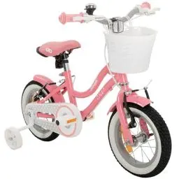 Produktbild: Actionbikes Kinderfahrrad Starlight | 12 Zoll - V-Brake Bremsen - Kinder Fahrrad für Mädchen - Von 2-5 Jahren - Kettenschutz - Stützräder - Luftbereifung - Kinderrad - Rosa (Starlight 12 Zoll)