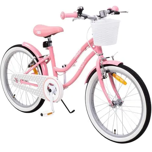 Produktbild: Actionbikes Kinderfahrrad Starlight | 20 Zoll - V-Brake Bremsen - Kinder Fahrrad für Mädchen - Von 6-9 Jahren - Kettenschutz - Stützräder - Kinderrad - Rosa (Starlight 20 Zoll)