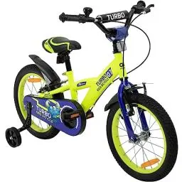 Produktbild: Actionbikes Kinderfahrrad Turbo - 16 Zoll - V-Brake Bremsen - Freilauf - Kettenschutz - Stützräder - Luftbereifung - Kinder Fahrrad - Laufrad - Lenkerschutz - Von 4-7 Jahren (Turbo 16 Zoll)