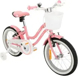 Produktbild: Actionbikes Motors Kinderfahrrad Starlight 16 Zoll - V-Brake Bremsen - geschlossener Kettenschutz - Schutzbleche - Korb - Stützräder - Kinderrad - Rosa (Starlight 16 Zoll)