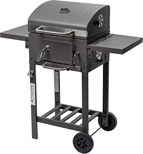 Produktbild: ACTIVA Holzkohlegrill Angular Smart I Holzkohlegrill mit Deckel, verstellbarer Kohlewanne & Thermometer I Grillwagen für ein gelungenes Barbecue
