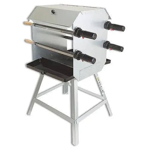 Produktbild: ACTIVA Mutzbratengrill I Premium Mangal Grill inkl. inkl. batteriebetriebem Motor & Spieße I Robuster Holzgrill für ein einzigartiges Grillerlebnis, aus Legierter Stahl