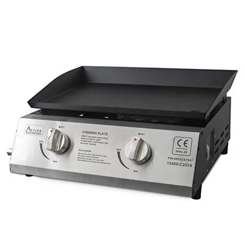 Produktbild: ACTIVA Plancha 2 Brenner je 2,1 KW (4,2 KW) Grill Gasgrill Grillplancha Gastrobräter