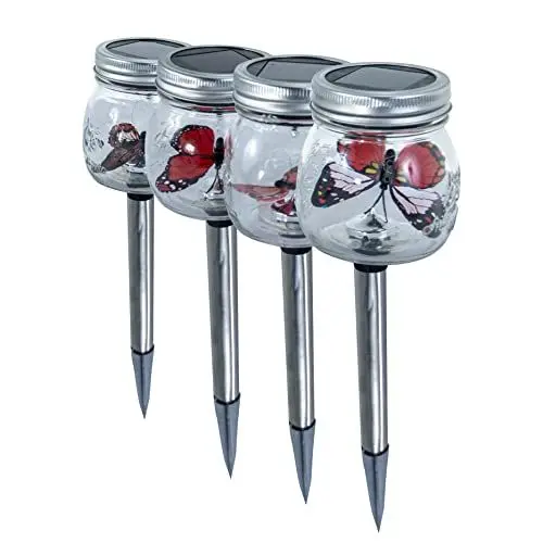 Produktbild: ACTIVA Solarleuchten Solarlampe Gartenlampe Gartenbeleuchtung LED Solar für Außen Garten (Butterfly - 4er Set)…