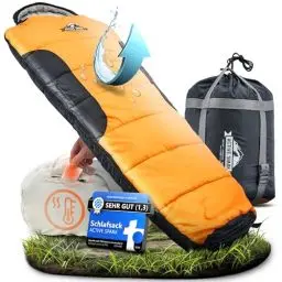Produktbild: ACTIVE SPARK Schlafsack Winter & 3 Jahreszeiten – wasserabweisend & atmungsaktiv – Nie mehr kalte Füße Dank Taschenwärmer-Tasche - Schlafsack -20 Grad - Sleeping Bag - warm, Camping Mumienschlafsack